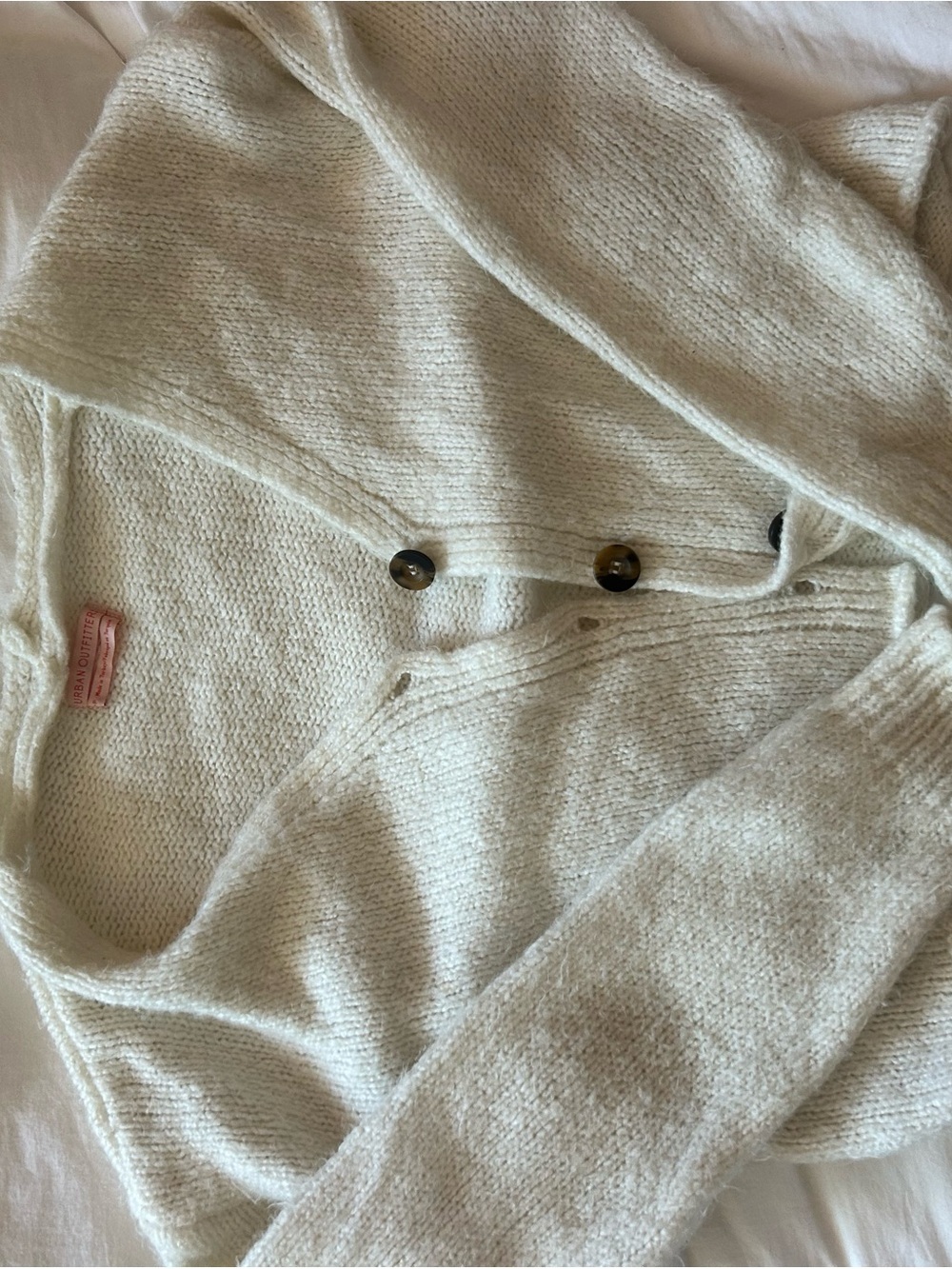 Urban Outfitters Cream V-Neck Button Cardigan